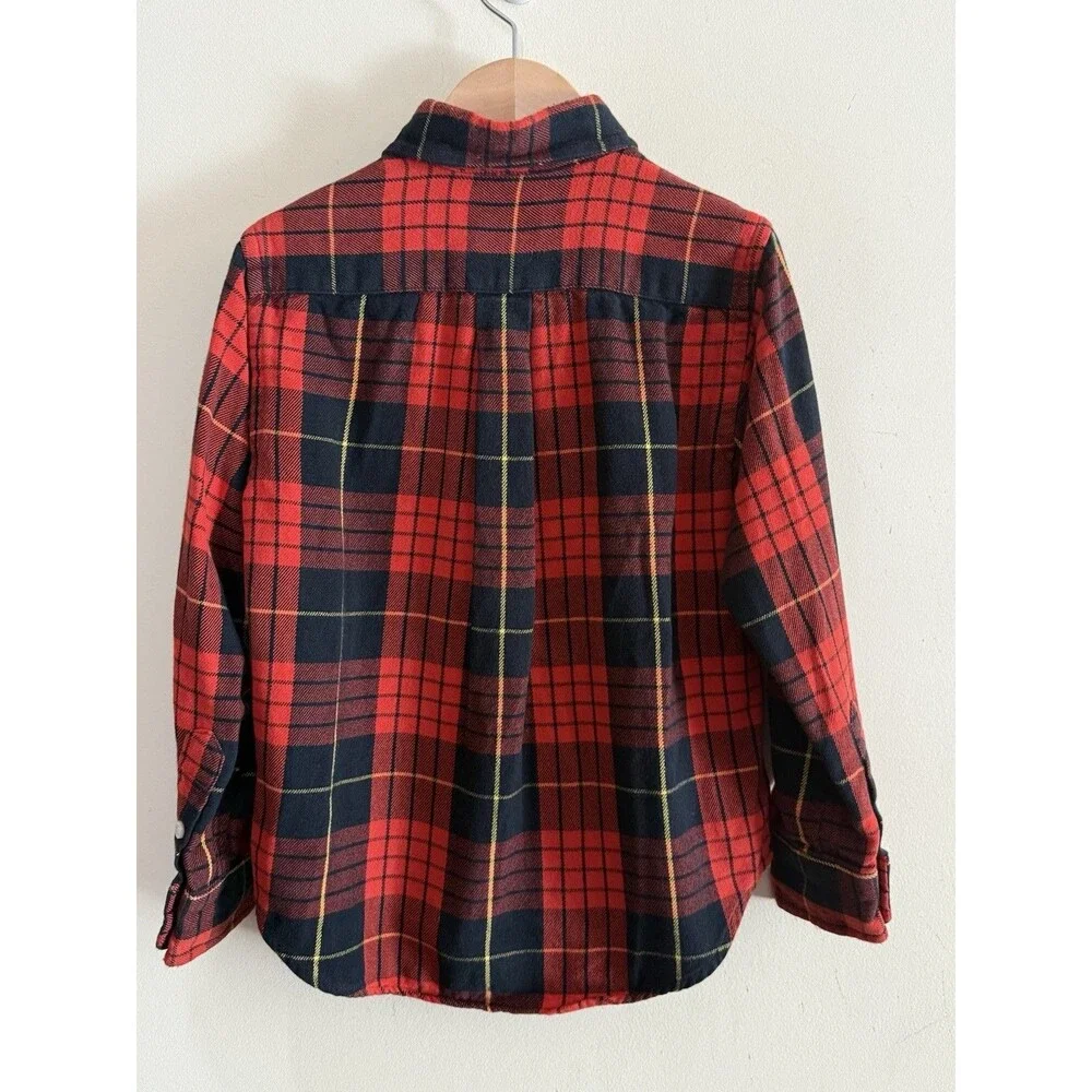 Boy's Ralph Lauren Red Tartan Holiday Plaid LS‎ Button Up Collared Shirt Size 5